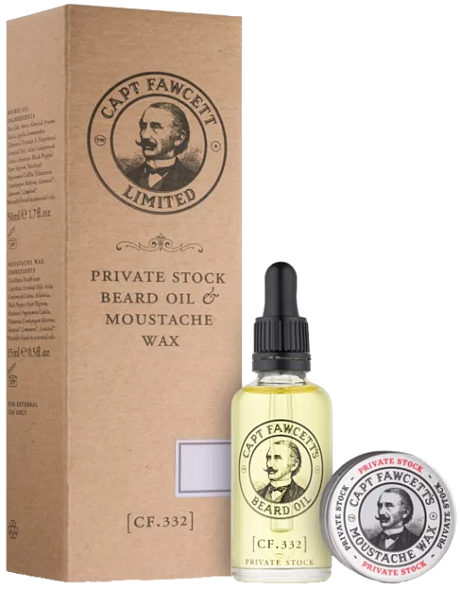 Captain Fawcett Private Stock Beard Oil & Moustache Wax Gift Set