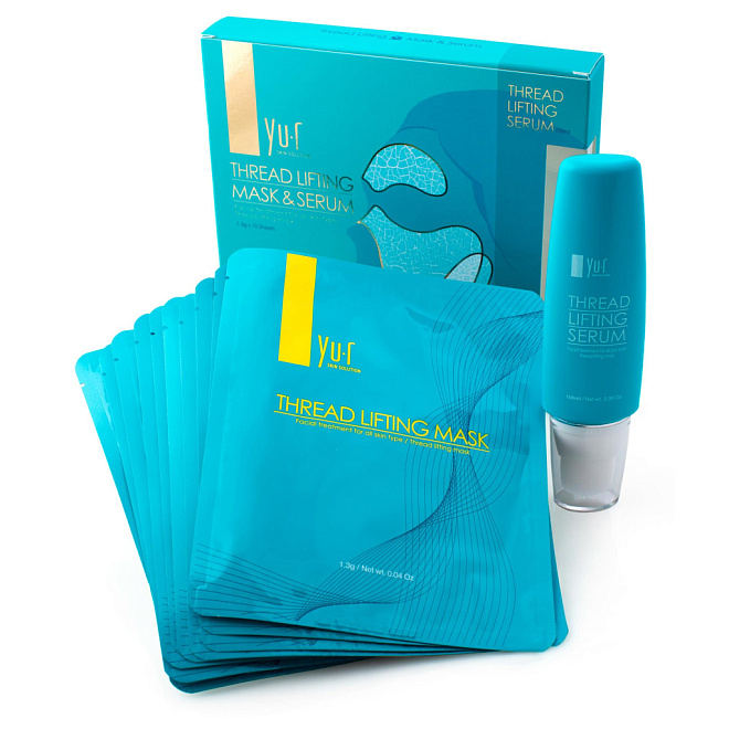 Маска и сыворотка от морщин Yu-r Thread Lifting Mask 10 шт + 100 мл