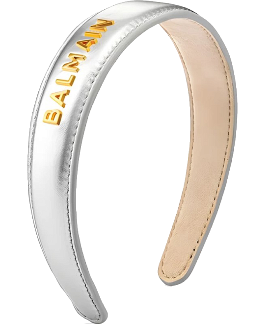 Balmain Leather Headband Large Silver